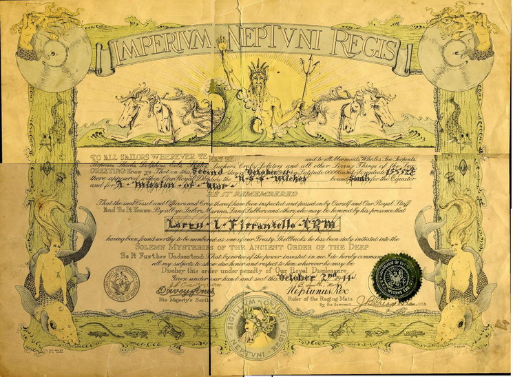 Certificate for Crossing the Equator